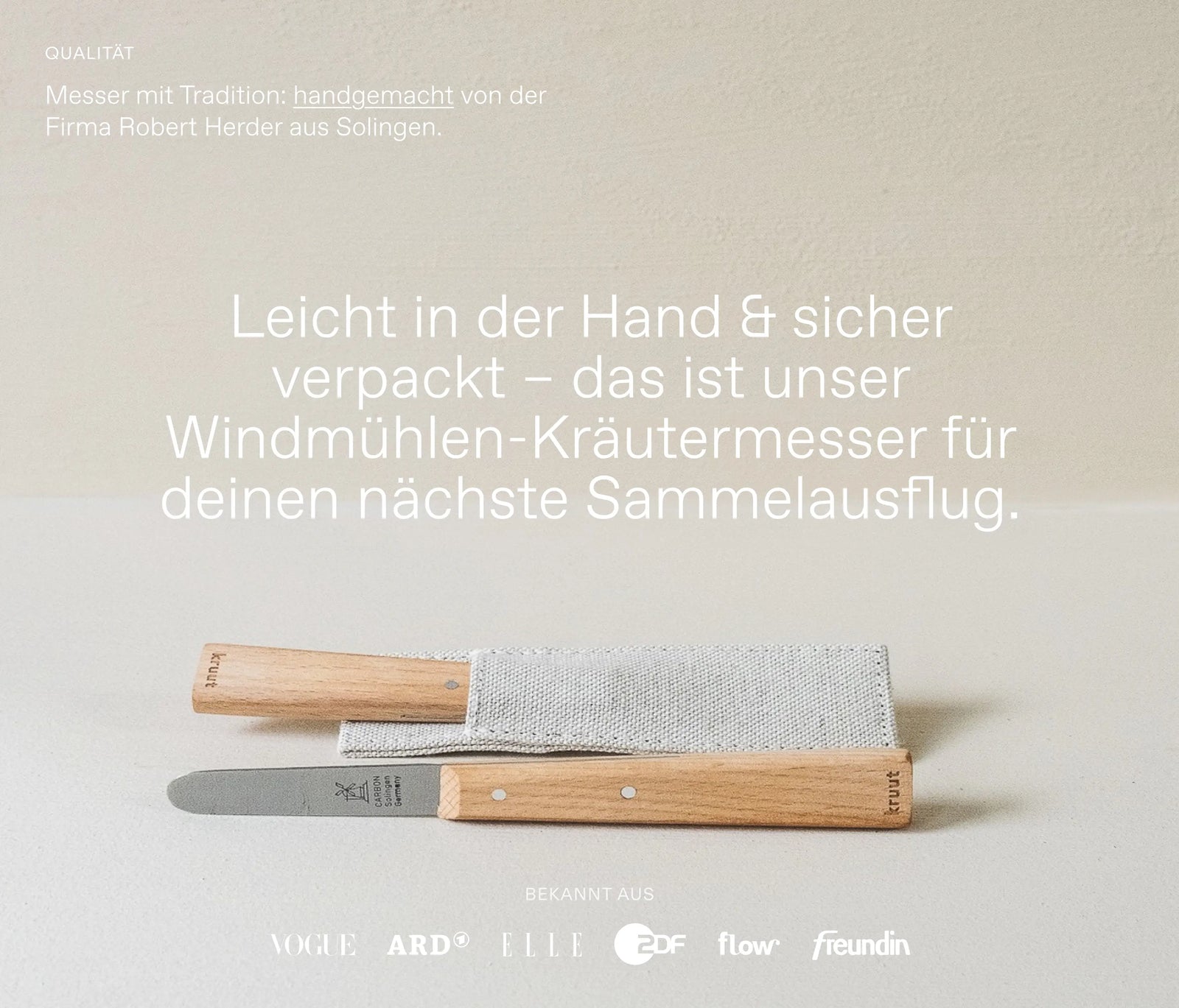 Kräutermesser mit Leinenhülle